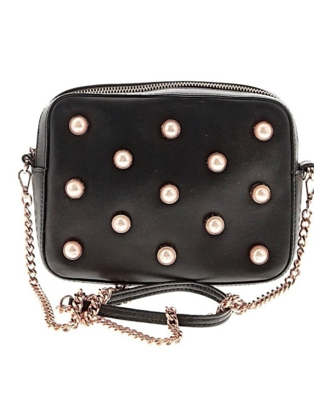 NWOT Ted Baker Alessia Camera Black with Rose Gold Pearls